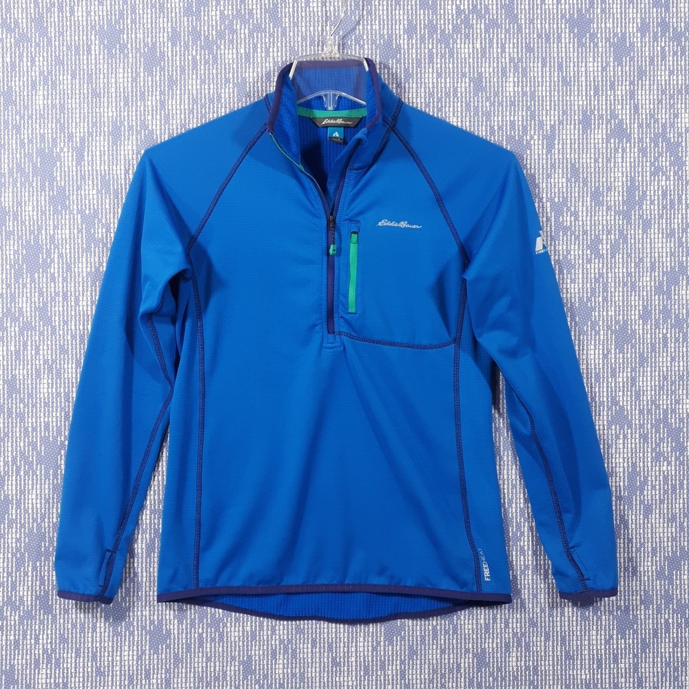 Eddie Bauer First Ascent Sweatshirt Size Small Hiking Outdoor Blue Waffle Knit